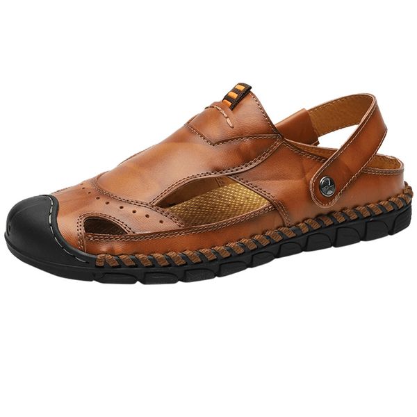 

sagace 2019 summer fashion men's non-slip comfort leather sandals men's breathable casual shoes large size 38-48 beach sandals, Black