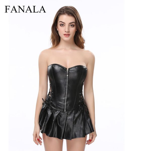 

women slash neck sleeveless lingerie dress mini zipper summer black court lacewomen slim bustier leather pant set, Black;red