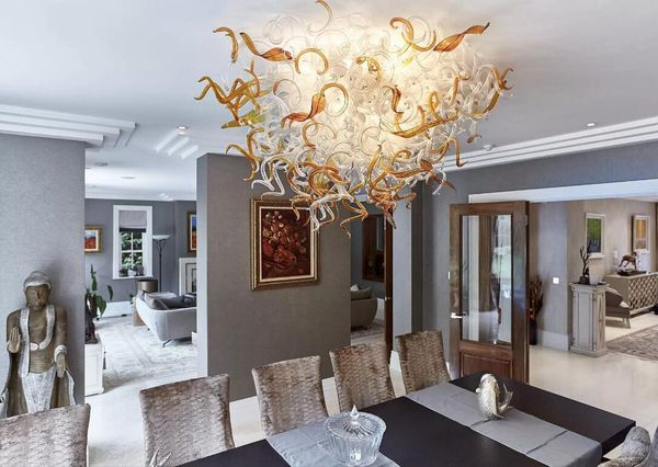 

100% blown glass art led chandelier blown murano crystal pendant ceiling style chandeliers, flower color elegant lamp