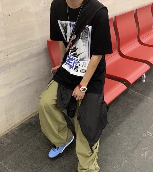 

мужская мода дизайнер хип-хоп уличная футболка c. e letter print свободная и дышащая, White;black