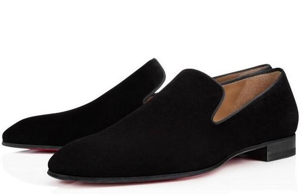 

original box] brand red bottom loafers luxury party wedding shoes designer black patent leather suede dress shoes for mens slip on flats