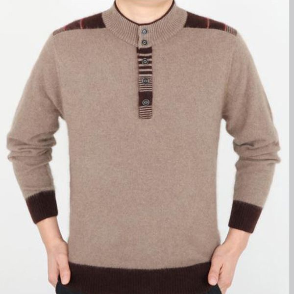 

2020 100% pure cashmere sweater thickened business winter sweater men's wool middle-aged, White;black