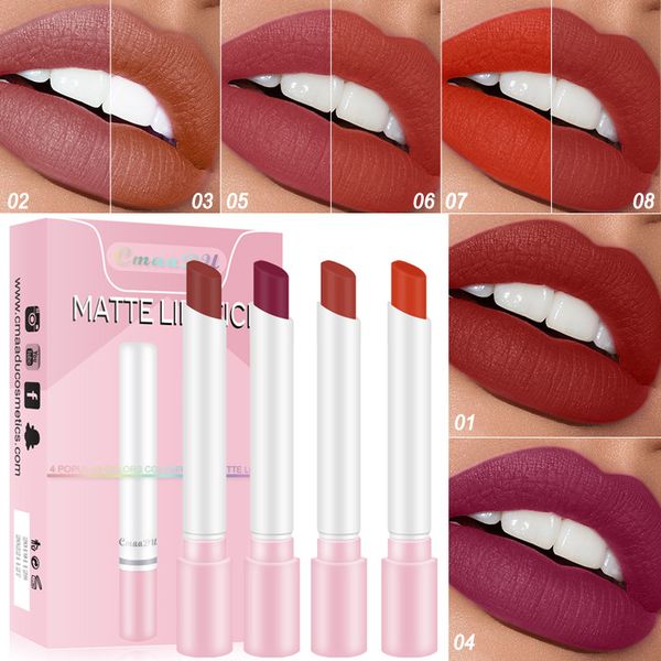 

4pcs/set cigarette lipstick by cmaadu red brown nude pigment long lasting waterproof pink style velvet matte lipstick hf190