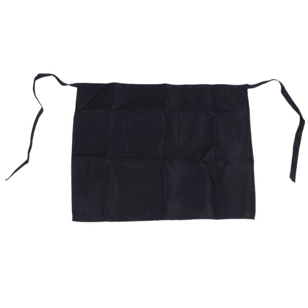 

black half apron ladies mens chefs waiter with 2 pockets bar short waist solid