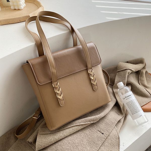 

female 2019 new large capacity shoulder bag fashion simple casual women handbag square contrast color tote bag