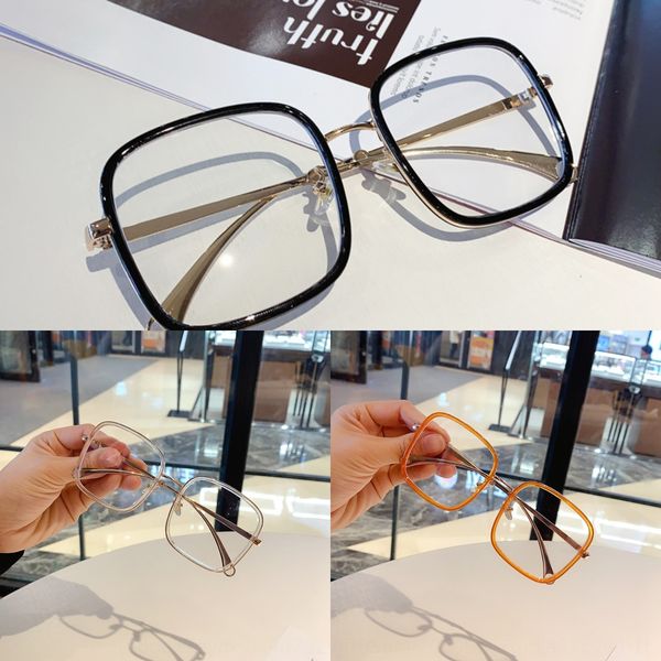 

transparent blue ins round frame black frame plain glasses glasses female tiktok fashion myopia, Silver