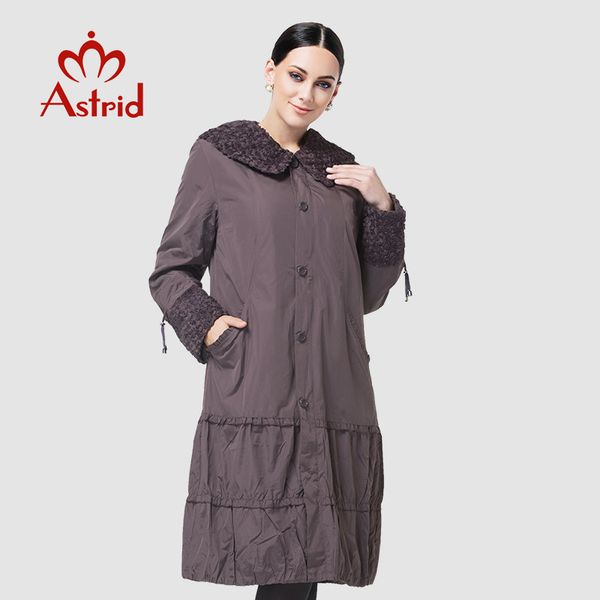 

astrid 2019 trench coat for women plus size women windbreaker spring and autumn coat big size long as12-8162, Tan;black