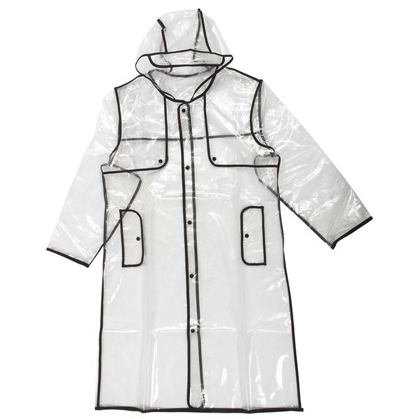 

fashion women's transparent eva raincoat outdoor travel waterproof rain coat black 130cm raincoats