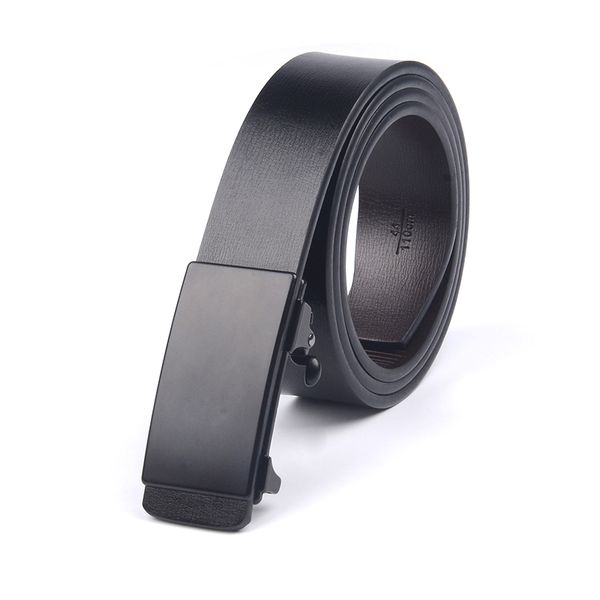 

cow genuine leather luxury strap male belts for men new fashion automaic buckle belt with no buttonhole, Black;brown