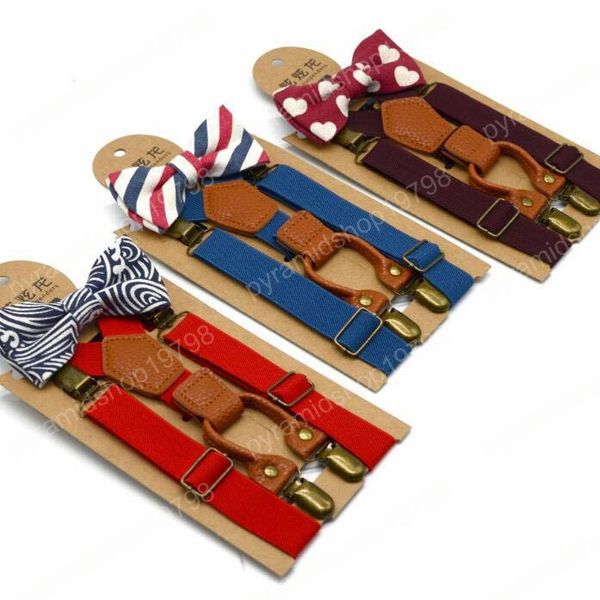 

children adjustable lattice suspenders 2019 newkids strap clip with bow tie 9 colors belts, Black