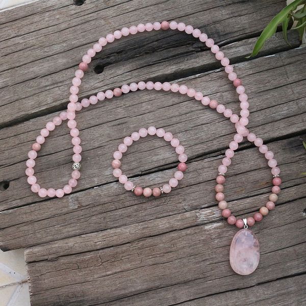 

8mm natural stone beads, rhodrochrosite,rose quartz,love,japamala sets,spiritual jewelry,meditation,inspirational,108 mala beads, Silver