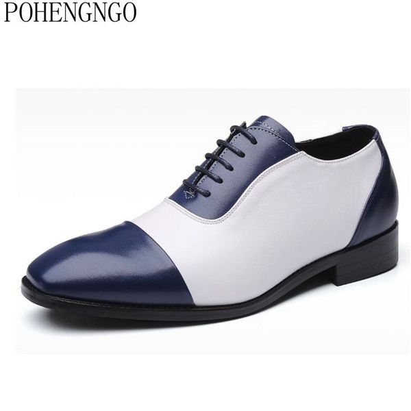 

dress shoes 2021 white blue men british business suit formal lace-up flats men's party wedding oxford big size, Black