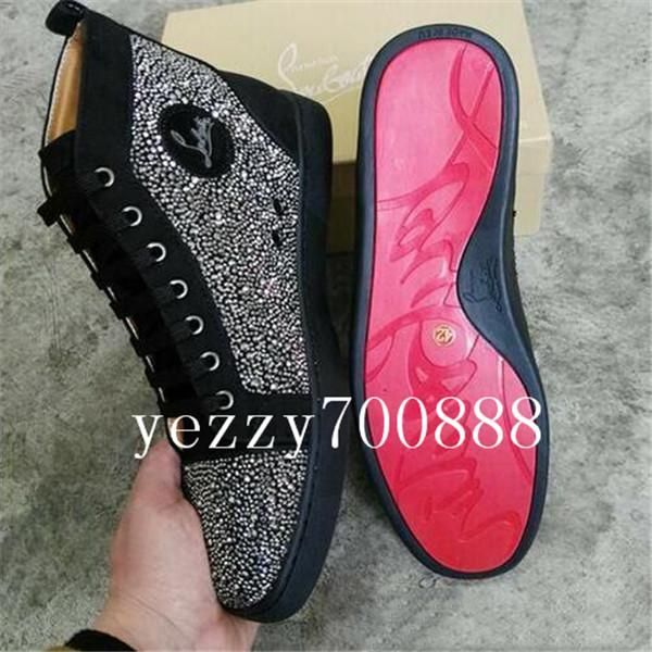 

марка платья партии люкс тапок ботинки женщины люди red bottom высоких кроссовки strass кожа квартира с наружным повседневным walking fdzhlz, Black