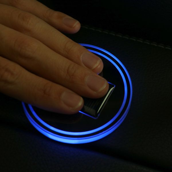 

2pcs universal led car cup holder car solar led cup mat light bottom pad mat cover trim atmosphere lamp lights