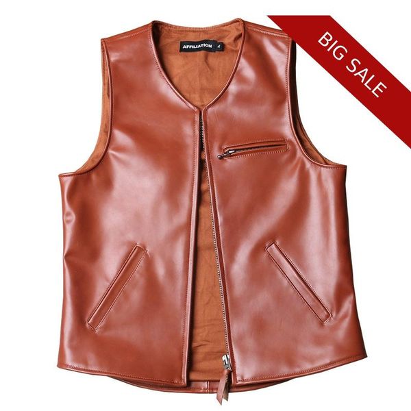 

2020 brown men slim fit fashion casual leather vest plus size 4xl genuine horsehide spring young people classic leather vest, Black;white