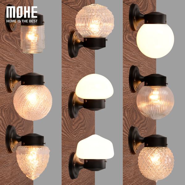 

modern glass metal canopy sconce wall lights fixtures retro vintage wall lamp e27 loft home decor christmas lights