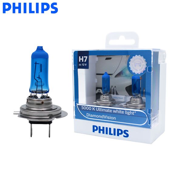 

philips h7 12v 55w diamond vision 5000k xenon white car halogen original headlight auto bulb genuine bright lamp 12972dvs2, pair