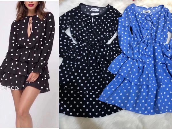 

vadim dot full dress rushed polyester a-line summer dress 2019 new women's fashion wave point corset long-sleeved female sexy, Black;pink