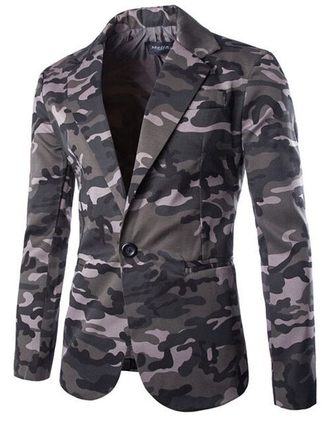 

camouflage blazer men 2019 new arrival mens slim fit blazer jacket amry stylish single button men suit costume veste homme, White;black