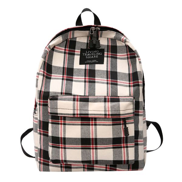 

2019 new bagpack women new bag female student college wind bag plaid canvas backpack travel dropshipping mochilas escolares