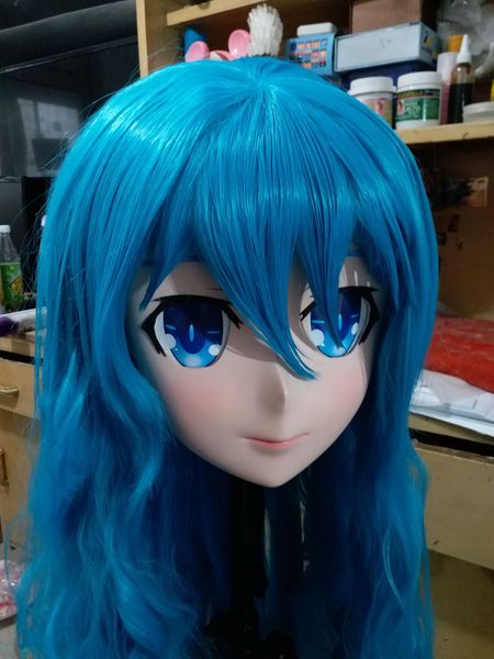 

новый 04) женский силиконовая резина ручной работы маска для лица косплей kigurumi маска трансвестит кукла kigurumi японский kig аниме роле, Black;red