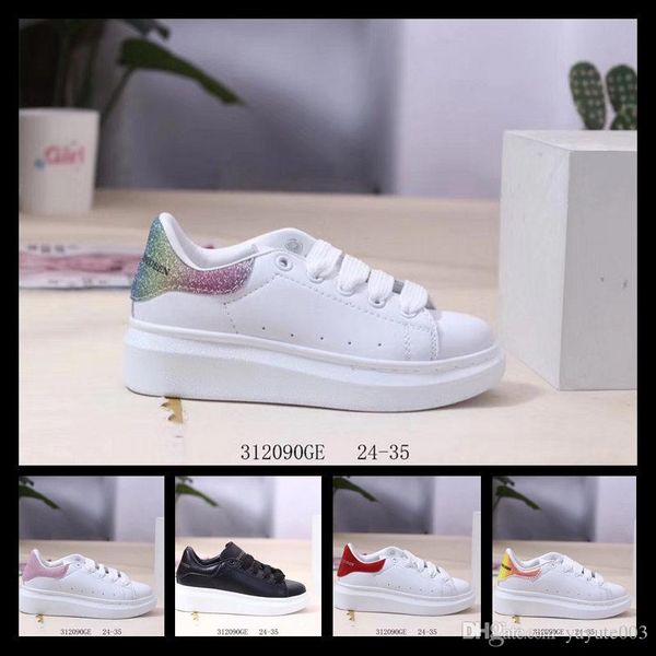

2020 kids luxury designers white black shoe dress de luxe sneakers heightening casual shoes 24-35