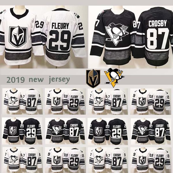 

star #87 Sidney Crosby Pittsburgh Penguins jersey 18 19 Vegas Golden Knights 29 Marc-Andre Fleury Hockey Jerseys men