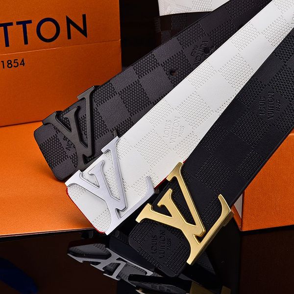 

2020 new belts luxury belts for mens louis big buckle belt vuitton lv fashion mens leather belts wholesale ing, Black