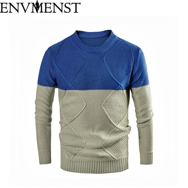 

envmenst новая осень мужчины пуловер свитера вязание мода градиент цвета сращивание повседневная человек трикотаж лоскутное пуловеры, White;black