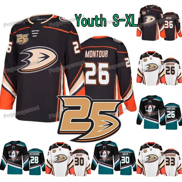 

Youth 25th Anniversary Brandon Montour Anaheim Ducks Jersey Marcus Pettersson Ryan Miller Jared Coreau Jakob Silfverberg John Gibson Jerseys