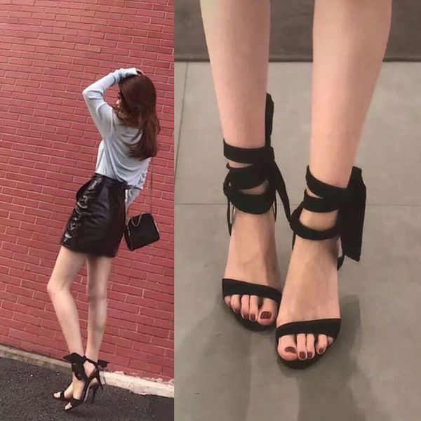 

high heel sandal for women all-match velvet shoes sandals straps suit female beige 2020 summer clear heels heeled comfort block, Black