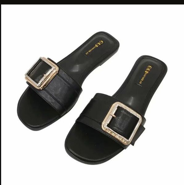 

2020 fashion classic mkbrand women sandals luxury slide summer fashion wide flat slippery with thick sandals slipper flip flops, Black