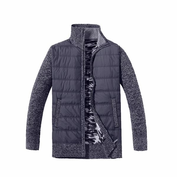 

shujin plus size cardigan sweater men autumn stand collar knitting male sweater overcoat fashion patchwork zipper jacket coat, White;black