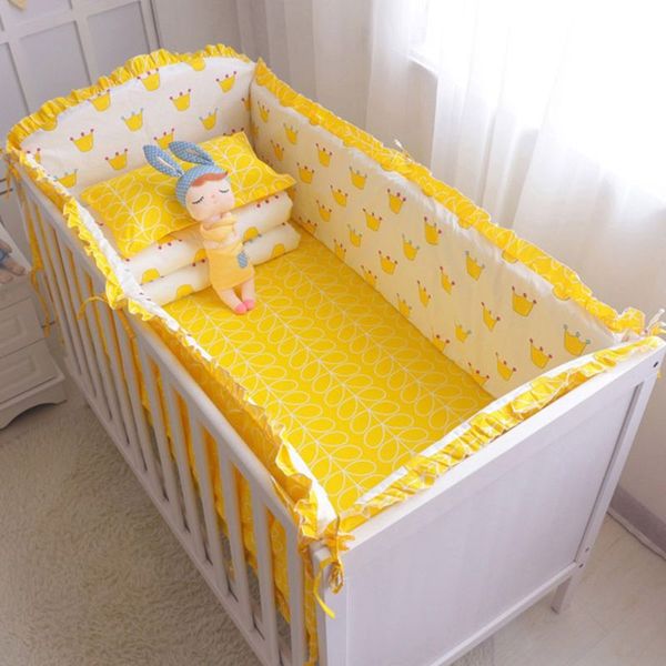 

5pcs cotton baby bedding set washable toddler crib bumper bed sheet pillowcase bumper is removable
