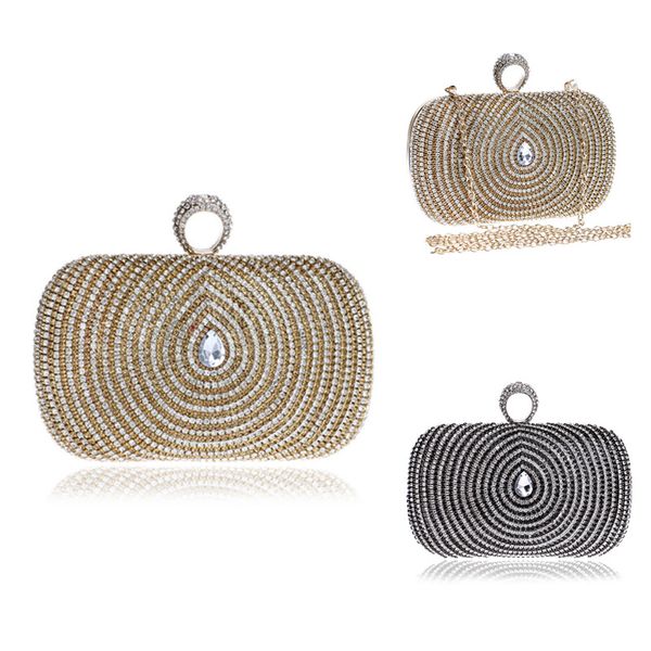 

женщины вечерняя вода дизайн кристалл ручной работы сумки цепи плеча сумки кольца металлические алмазные клатчи кошелек свадьба подарок