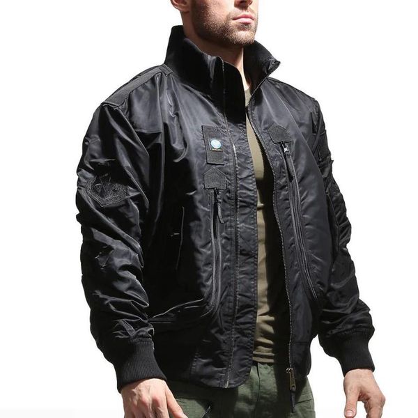 

bomber jacket stand-collar jackets for men fashion army jackets men pilot thin jacket men's baseball uniform tactical, Black;brown