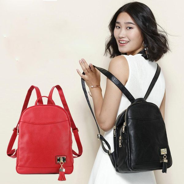 

belle2019 genuine leather cowhide tassels bag leisure time woman package guard against theft both shoulders backpack