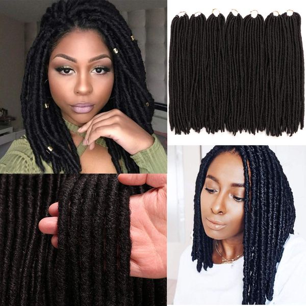 

3 packs goddess dreadlocs faux locs hair extensions straight goddess locs 18 inch synthetic crochet hair soft crochet braids for women, Black