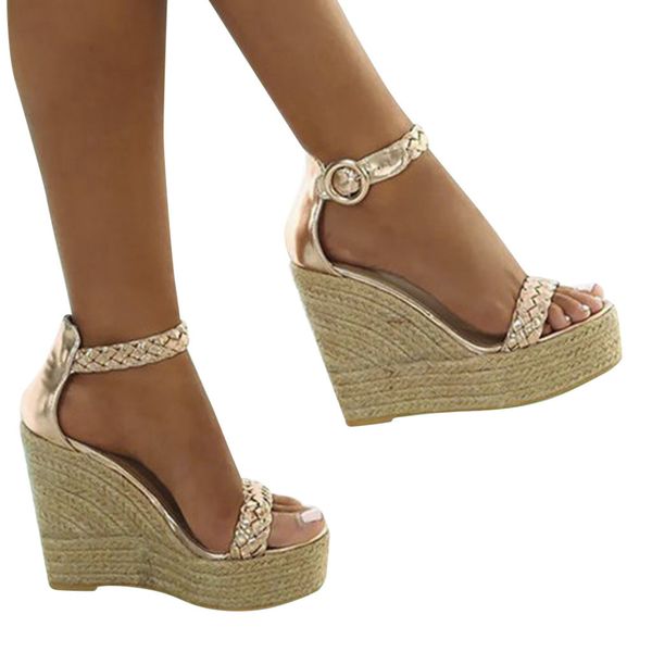 

chamsgend summer fashion vintage ladies wedges thick-bottomed round toe closure toe roman sandals casual open sandals