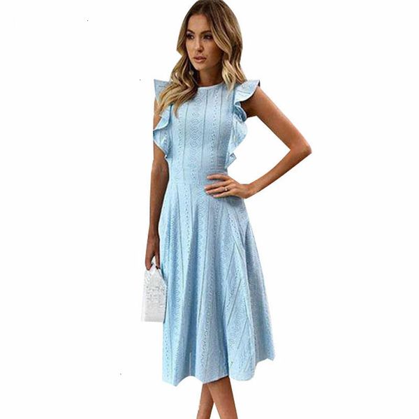 

womens dress woman dresses women ruffle elegant sundress lace twill boho beach party dresses summer o neck sleeveless slim blue, Black;gray