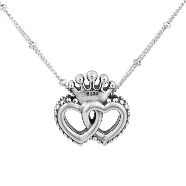 

lism [new] 925 sterling silver crown interlaced heart pendant necklace women luxury jewelry 397719 ing
