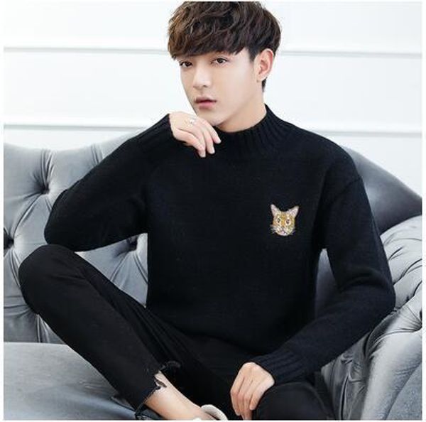 

версия для печати вышивки вязаного пуловера свитера мужчины корейского стиль свободных трикотажные пуловер толстой белой красной мужской оде, White;black