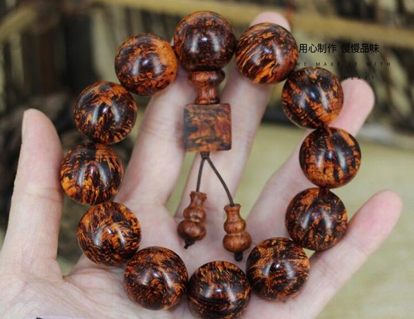 

antique wood bracelet buddhist beads men's bracelet, Black