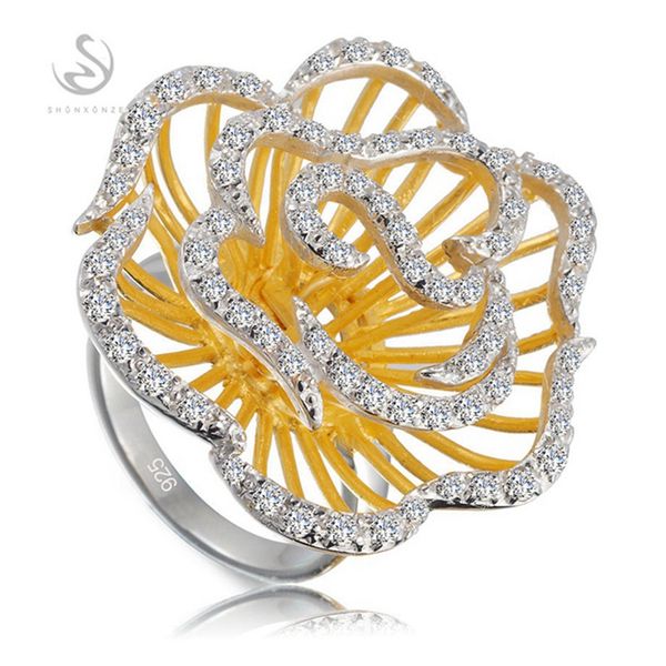 

shunxunze hyperbole 925 sterling silver jewelry vintage charms fashion women engagement wedding rings white cubic zirconia s-3792 size 6 7 8