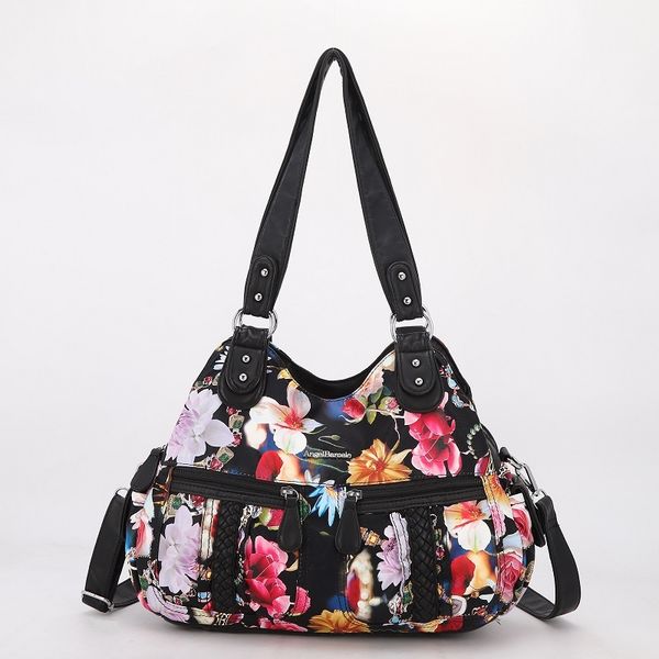 

новое прибытие моды цветочные печати женщины сумка сумки на ремне, сумка tote с длинными плечевым ремнем в промытых кожа pu