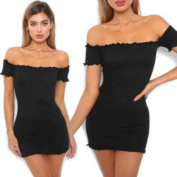 

2018 summer women's off shoulder bodycon bandage party short mini dress size s-xl, Black;gray