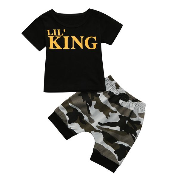 

toddler kids baby boys letter t shirt +camouflage shorts baby boy clothing setoutfits clothes set dec28, White