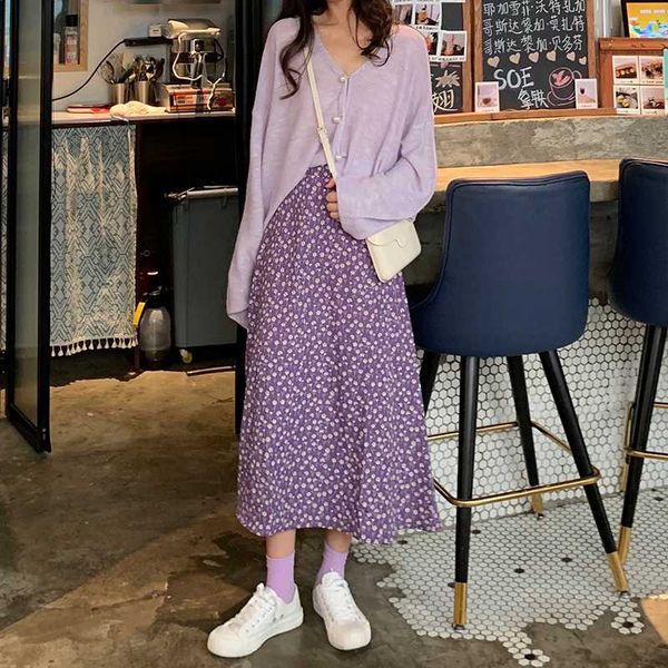 

floral print summer long midi skirts women high elastic waist sweet vintage skirt retro chic beach boho skirts elegant 2020 w975, Black