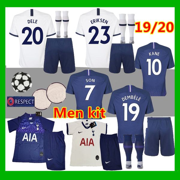 

men kit football shirt kane spurs soccer jersey 2019 2020 lucas eriksen dele son jersey 19 20 new tottenham uniform, Black