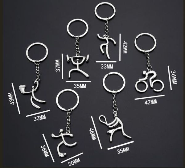 Portachiavi con logo sportivo in metallo creativo Bicicletta da corsa Sollevamento pesi Calcio Pallacanestro Portachiavi Club sportivo Souvenir